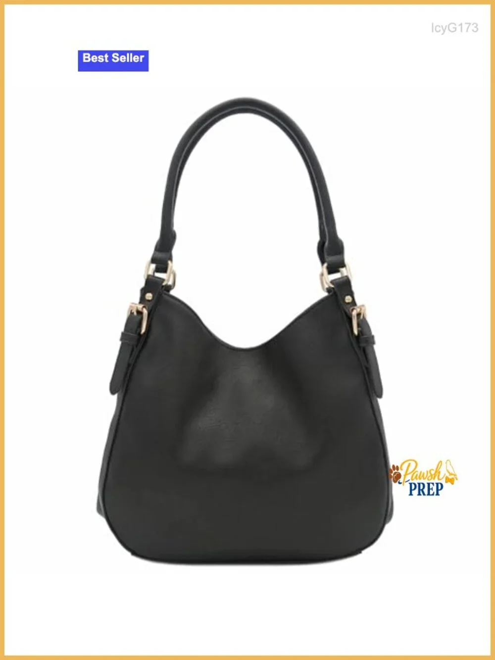 Lightweight Faux Leather 3 Compartment Medium Hobo Bag with Gold Hardware